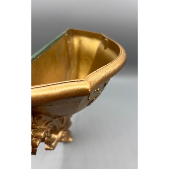 Vtg 70s‎ Gold Tone Wall Pocket Planter Decor Hollywood Regency - Picture 3 of 7